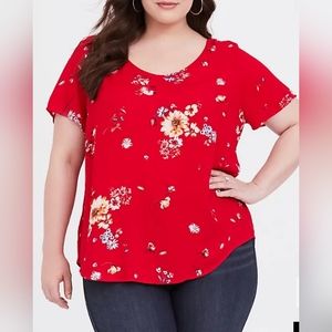 Abbey floral button back gauze top